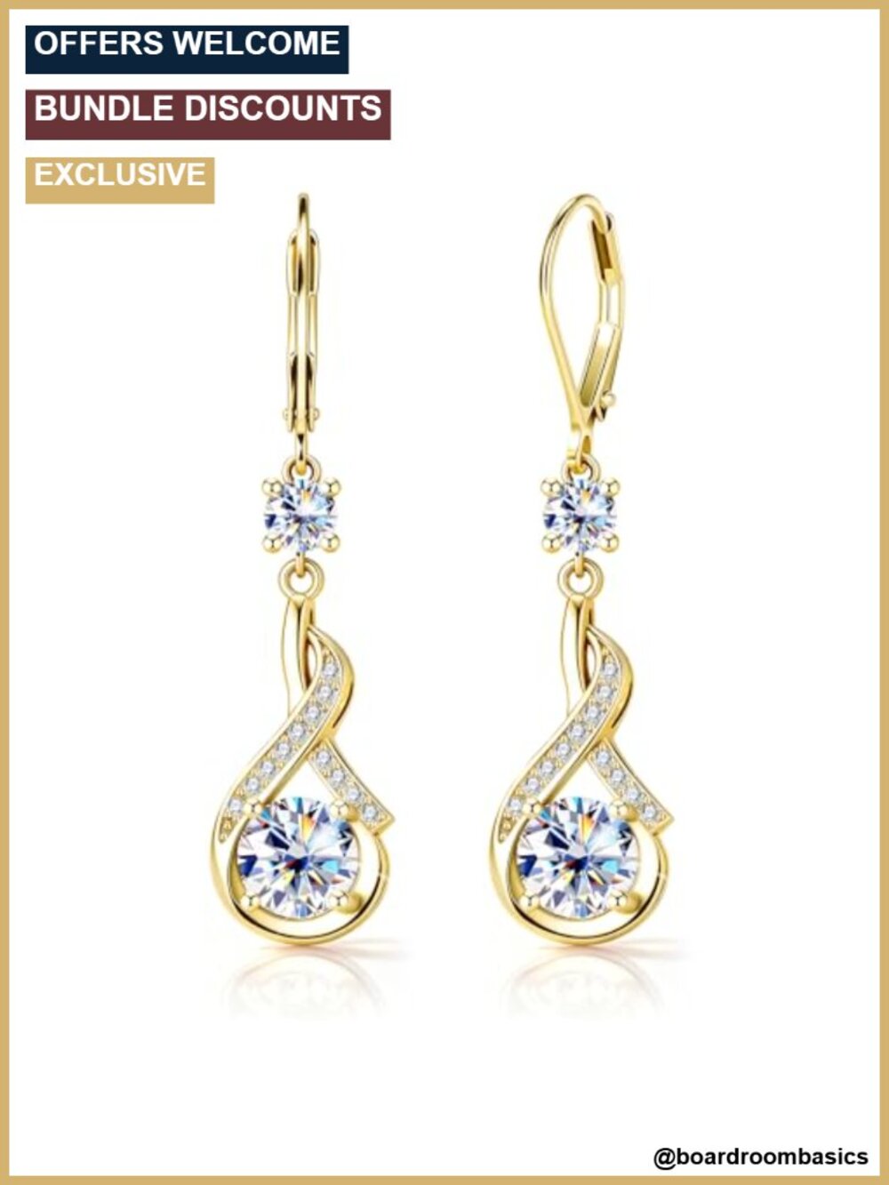 Gold Plated Moissanite Dangle Leverback Drop Earrings for Women
